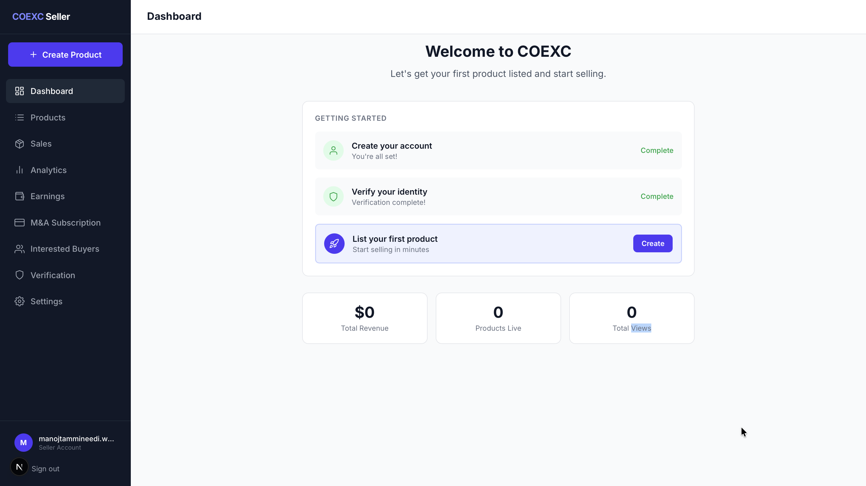 Step 3: Seller Dashboard